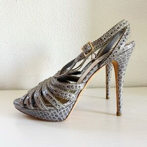 Christian Dior Croc Embossed Slingback Strappy Heels D Charm Size EU 40 Peep Toe